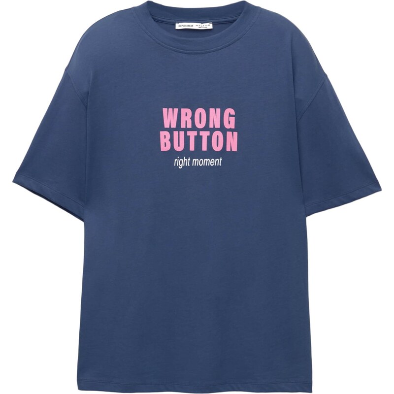 Pull&Bear Tričko TELEFONO tmavomodrá / svetloružová / biela 65891492