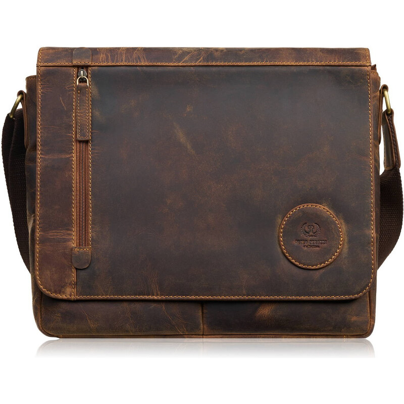 Paolo Peruzzi Pánska kožená vintage taška cez rameno | hnedá T-147-HBR 65370879