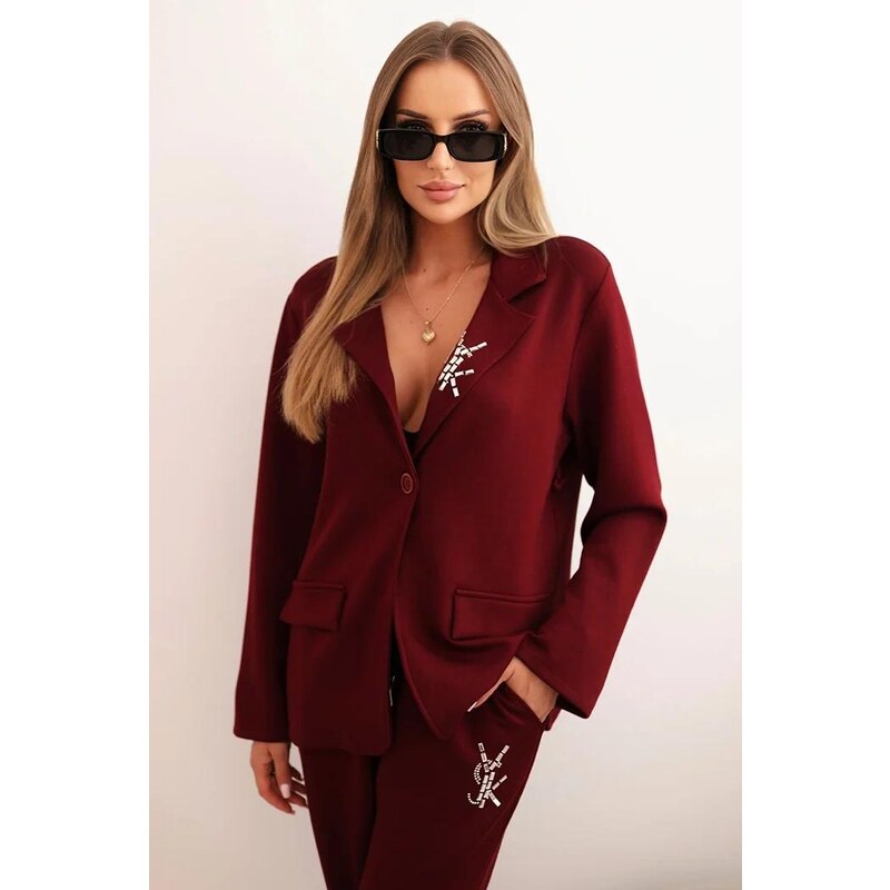 MladaModa Elegantný športový komplet saka a teplákov s aplikáciou 65780926