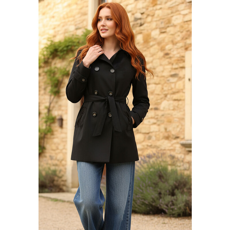 Glara Jarný/jesenný dámsky trenčkot aj pre plnoštíhle 13402331