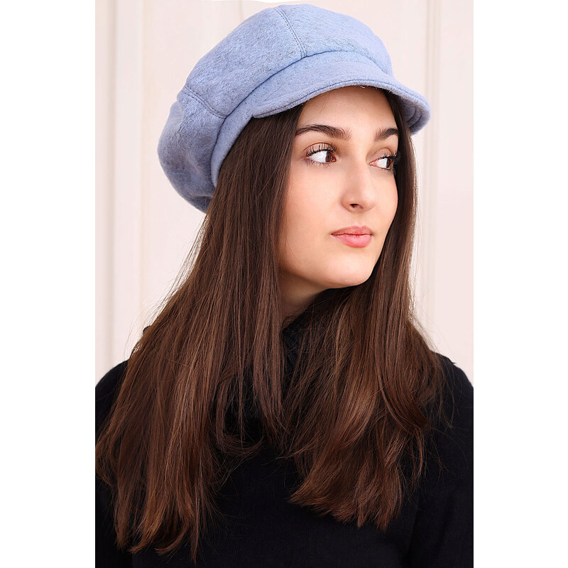 Glara Retro vlnený baret - svetlo modrý 35553009