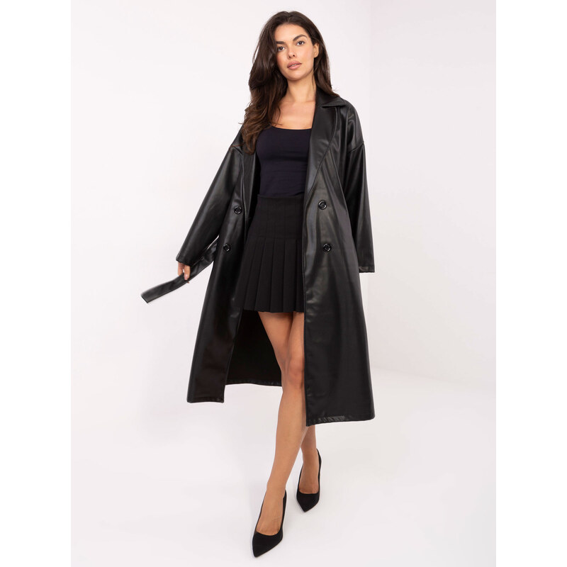 RUE PARIS Čierny dámsky prechodný kabát z eko kože IT-PL-A8393.81 66150305