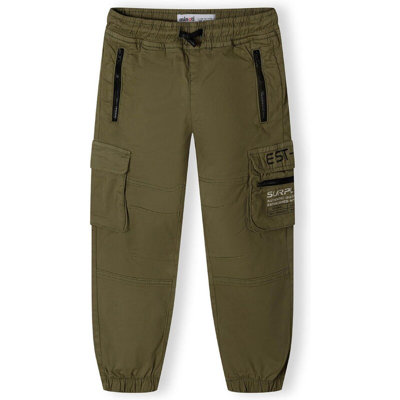 MINOTI Nohavice olivová / čierna / biela 65694845