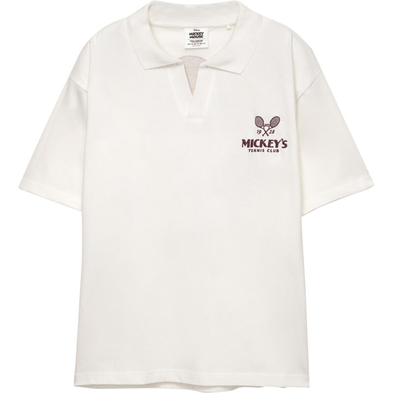 Pull&Bear Tričko MICKEY čokoládová / biela 65475322