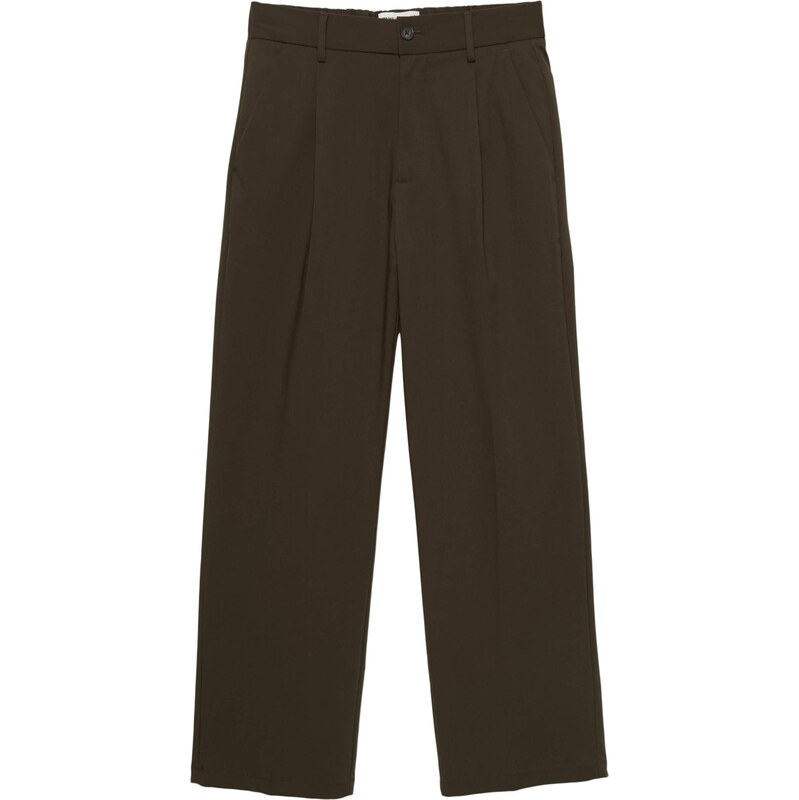 Pull&Bear Plisované nohavice kaki 65893247