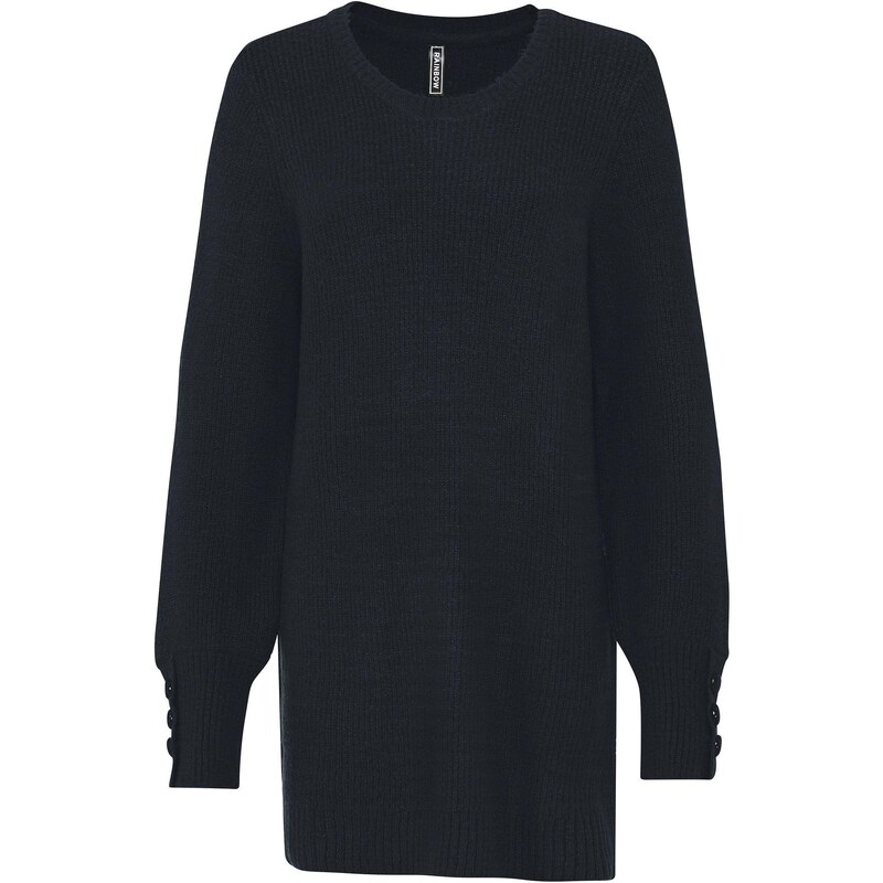 bonprix Dlhý pulóver s gombičkami, farba čierna 44791152