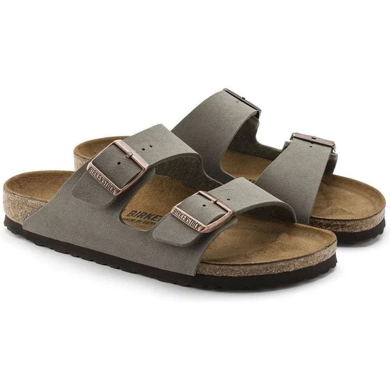 Dámske/pánske žabky Birkenstock Arizona Birko-Flor Nubuck Stone 65547834