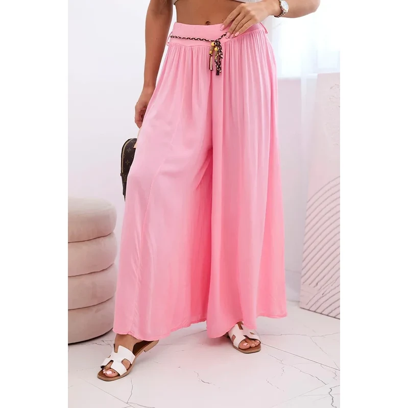 K-Fashion Dámske viskózové nohavice so širokými nohavicami candy pink 65551341