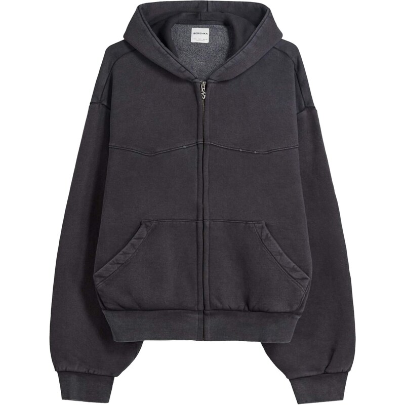 Bershka Tepláková bunda čierna 65813911