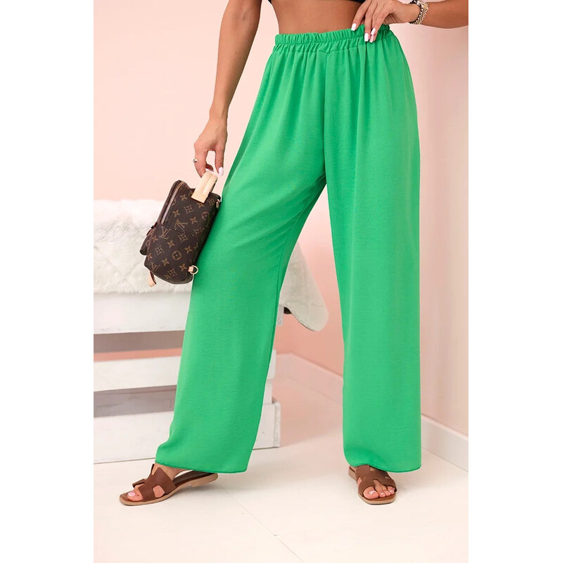 K-Fashion Široké nohavice svetlozelenej farby 65721245