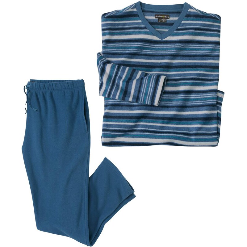 Prúžkované mikroflísové pyžamo Atlas For Men Pruhovaná 57656220