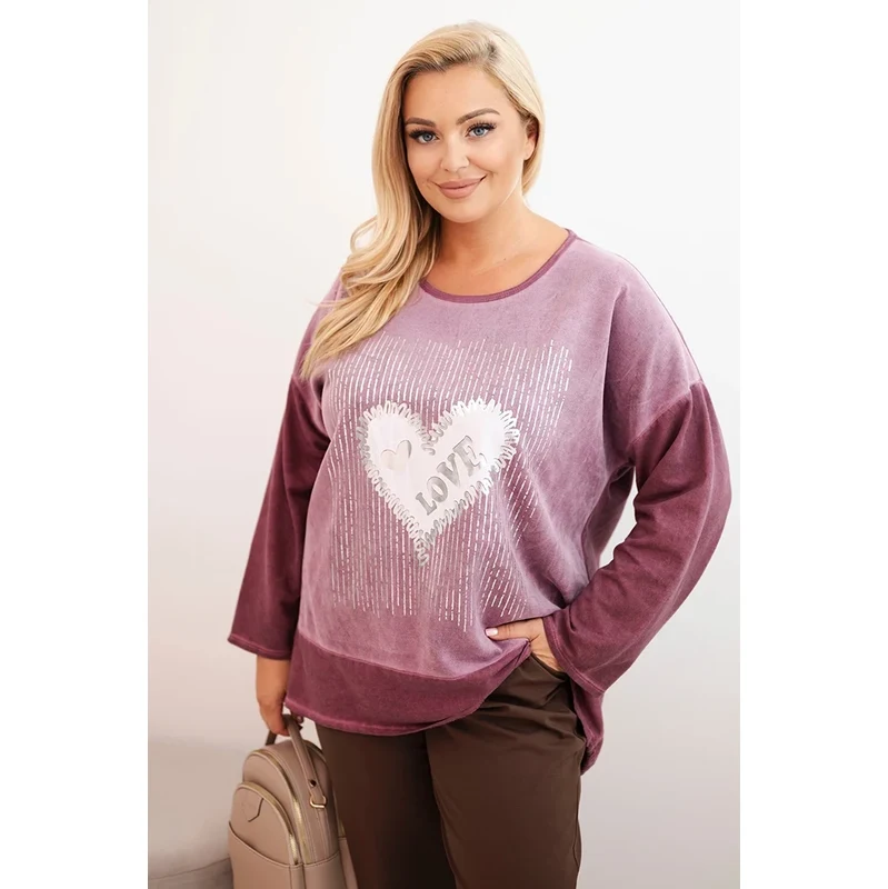 Kesi Włoski Dámska mikina Plus Size bavlnená s potlačou srdca a 65380493