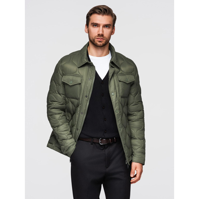Ombre Mens quilted jacket in shirt cut - olive 65320637