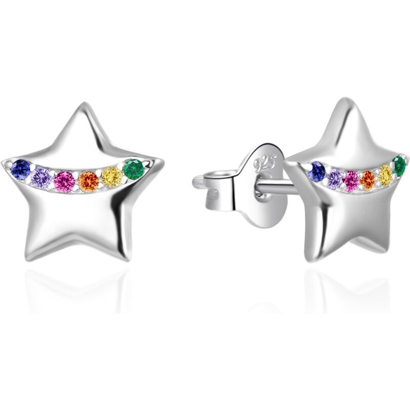 Agato Strieborné náušnice Hviezdičky s farebnými zirkónmi AGT-E165PC 66581674