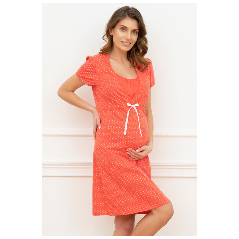 Italian Fashion Bavlnená tehotenská nočná košeľa Alena koralová 5536663