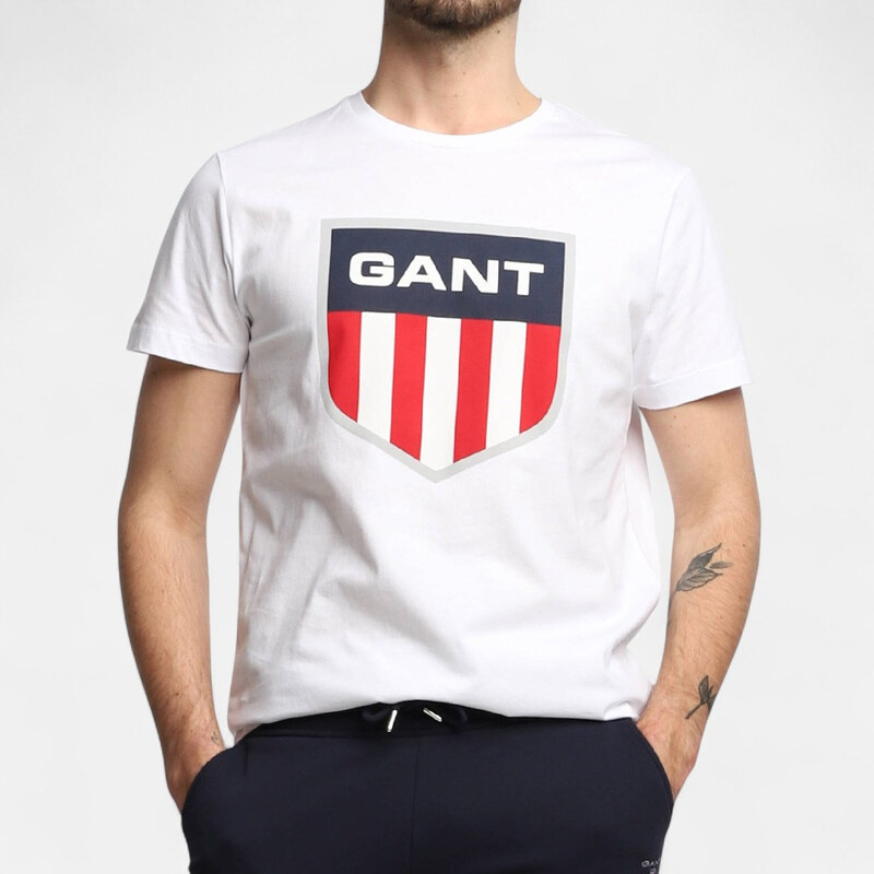 Pánské bílé triko Gant 24472 44747598