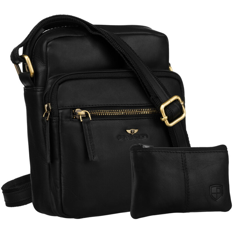 Pánska kožená crossbody taška Peterson v čiernej farbe + puzdro na 65387072