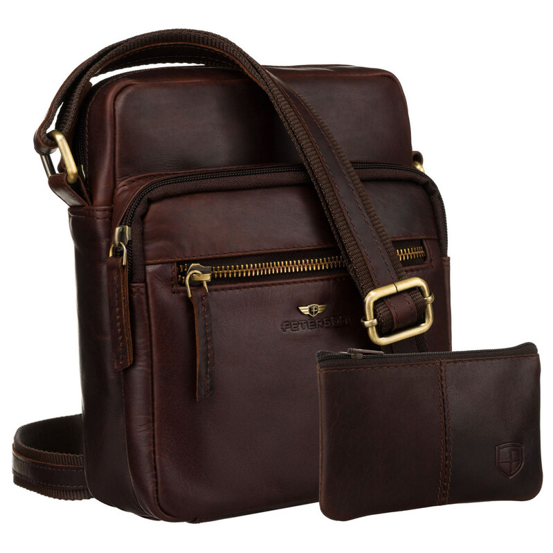 Pánska hnedá kožená crossbody taška Peterson + puzdro na kľúče 65387073