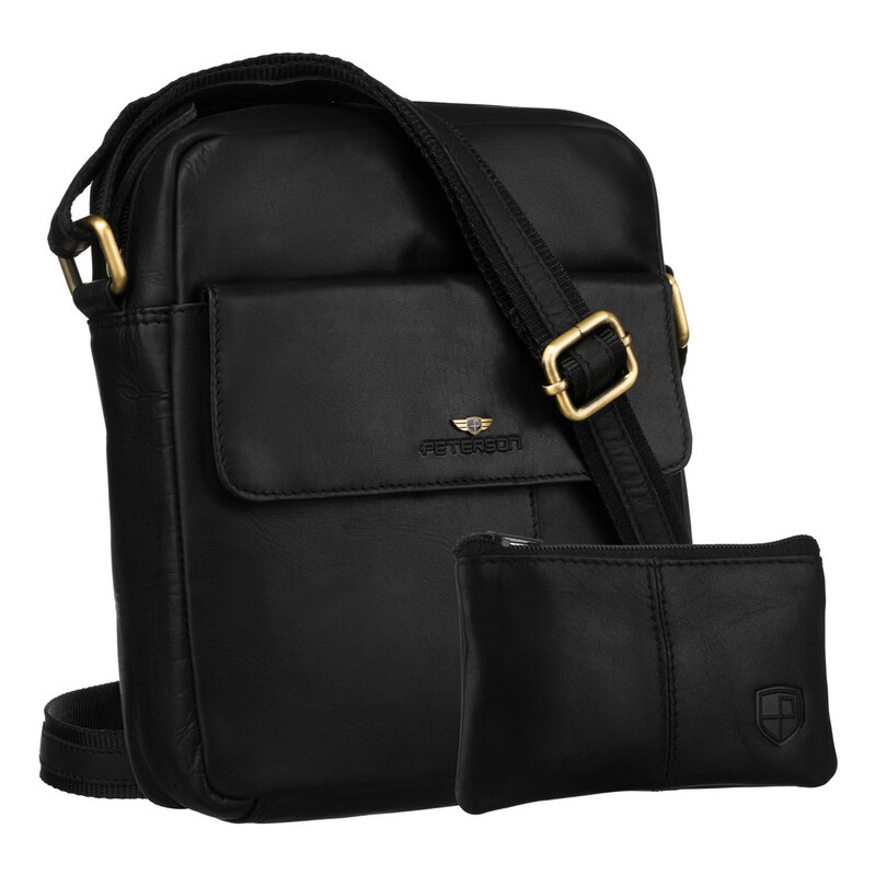 Čierna pánska kožená crossbody taška Peterson s puzdrom na kľúče 65387084