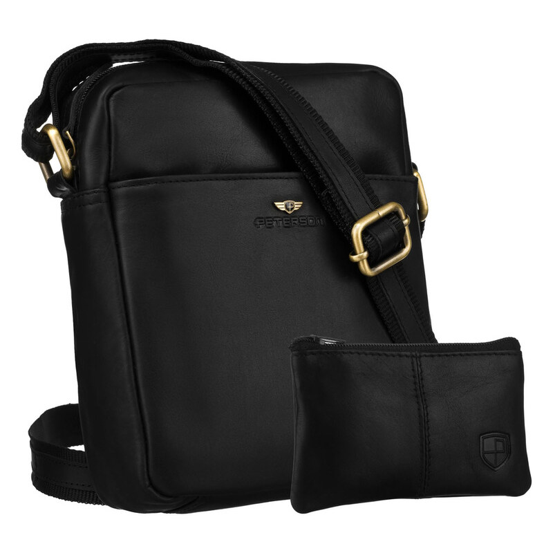 Pánska kožená crossbody taška Peterson v čiernej farbe + puzdro na 65387086