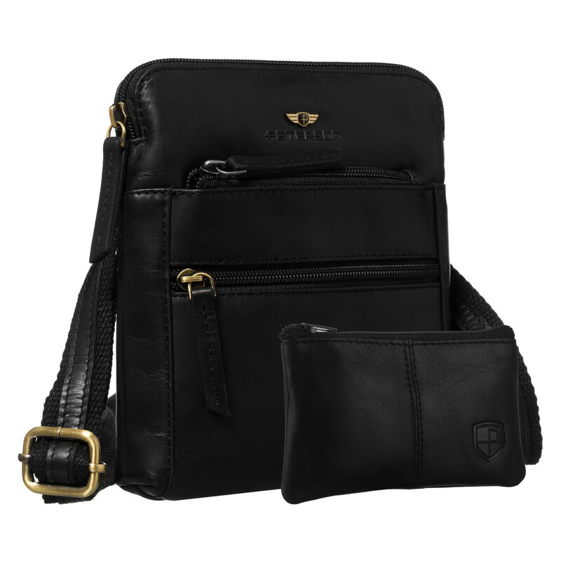 Čierna pánska kožená crossbody taška Peterson + puzdro na kľúče 65387094