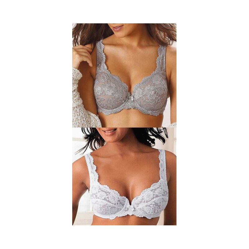 E-shop Podprsenka s kosticami 2 kusy Petite Fleur, sivá + biela