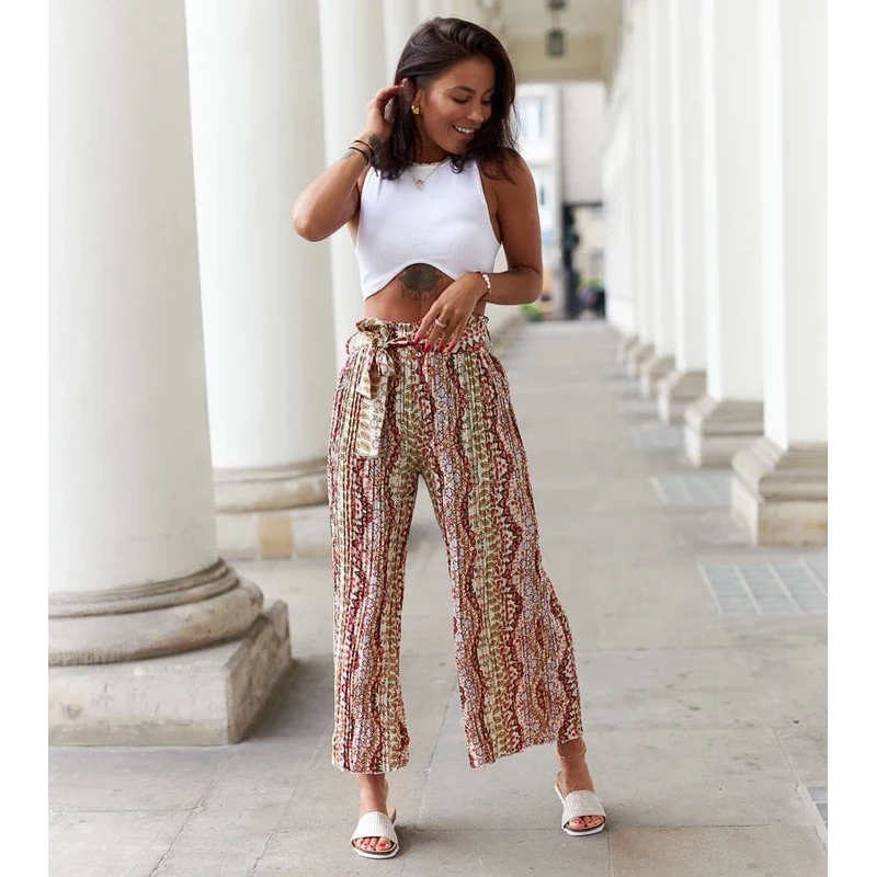 Gemre Biele široké plisované nohavice Archimede 65390664