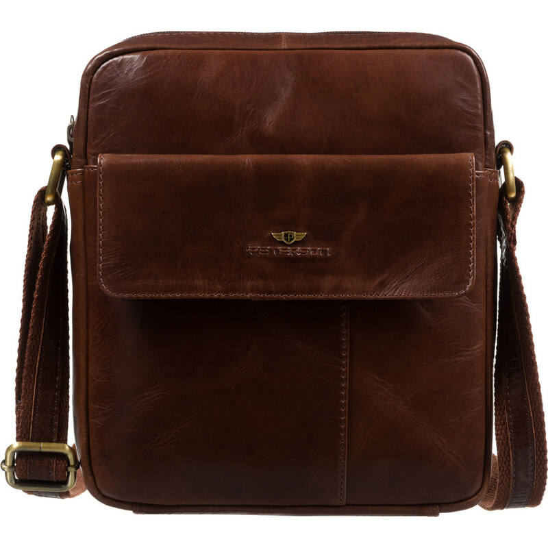 Peterson Hnedá pánska kožená taška cez rameno s púzdrom na kľúče a 65387573