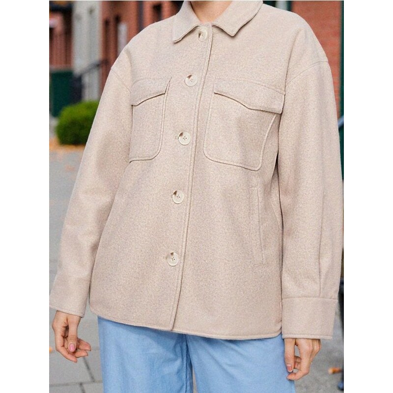 Sinsay - Košela bunda typu shacket - telová 65750266