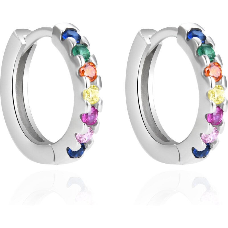 Agato Strieborné náušnice kruhy s farebnými zirkónmi AGT-E192KC 66579838