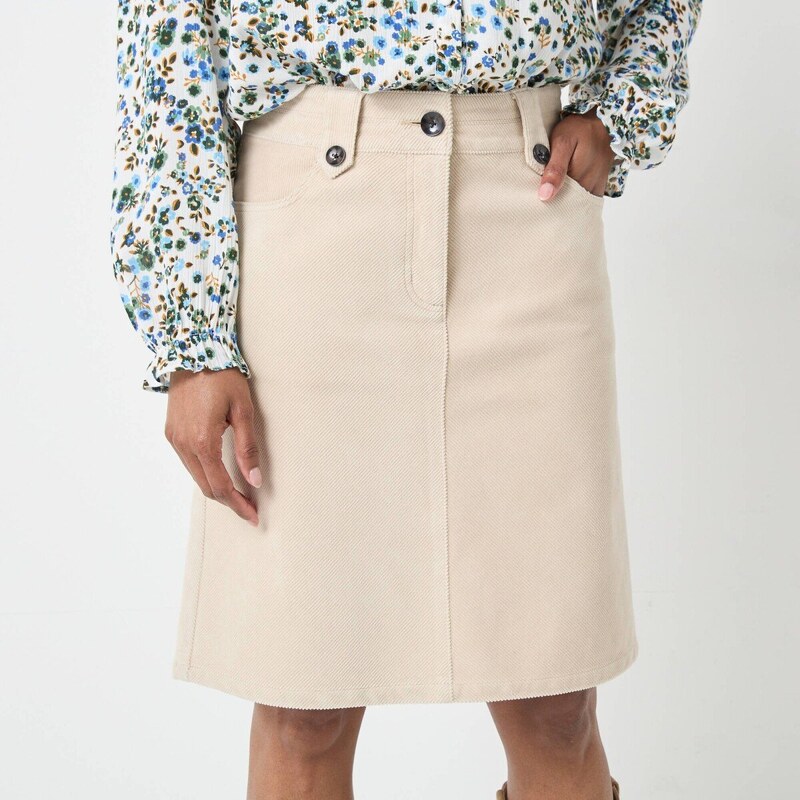 Rozšířená menčestrová sukňa béžová 052 Blancheporte 65218922