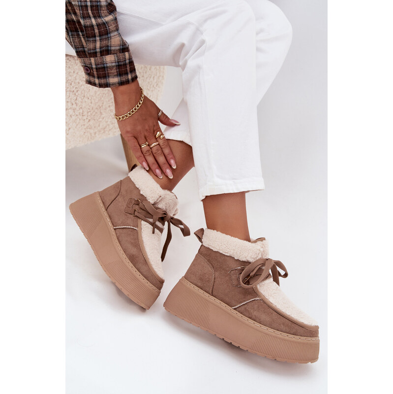 Boto Dámske snehule na platforme s kožušinou Béžové Florivelle 65390723