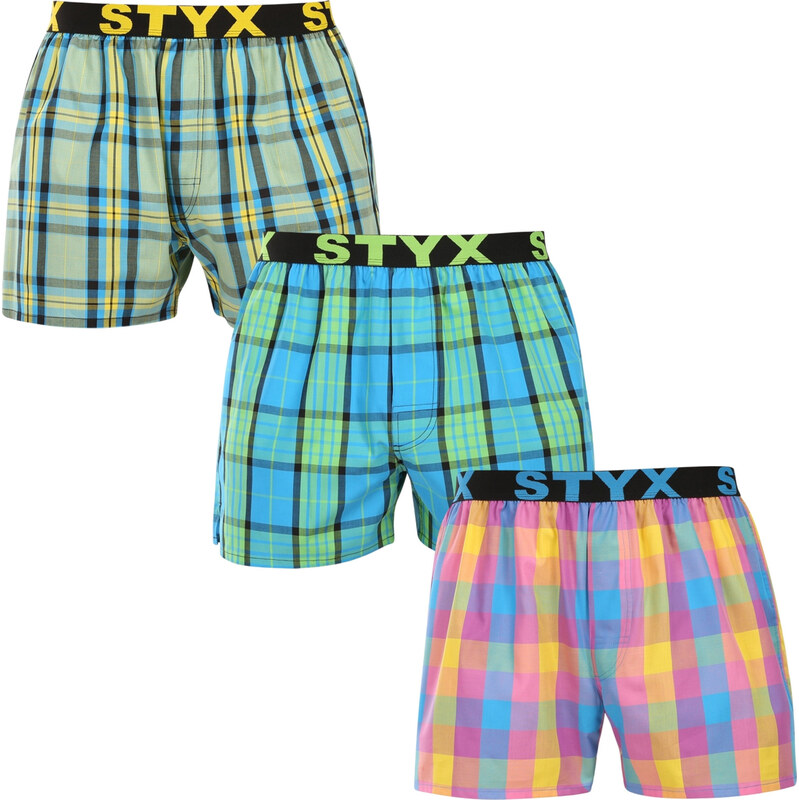 3PACK pánske trenky Styx športová guma viacfarebné (3B110103) 65390315