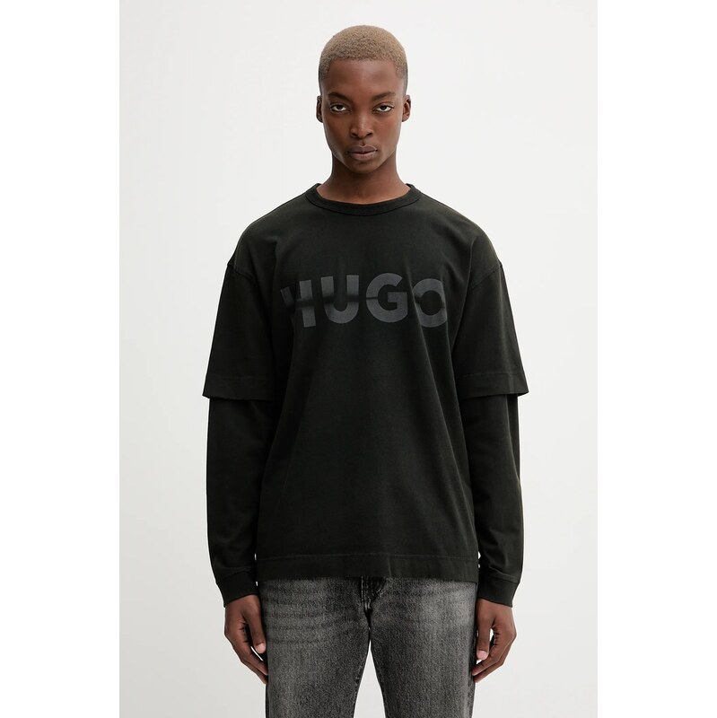 Bavlnené tričko s dlhým rukávom Hugo Blue Nenzyon 65389817