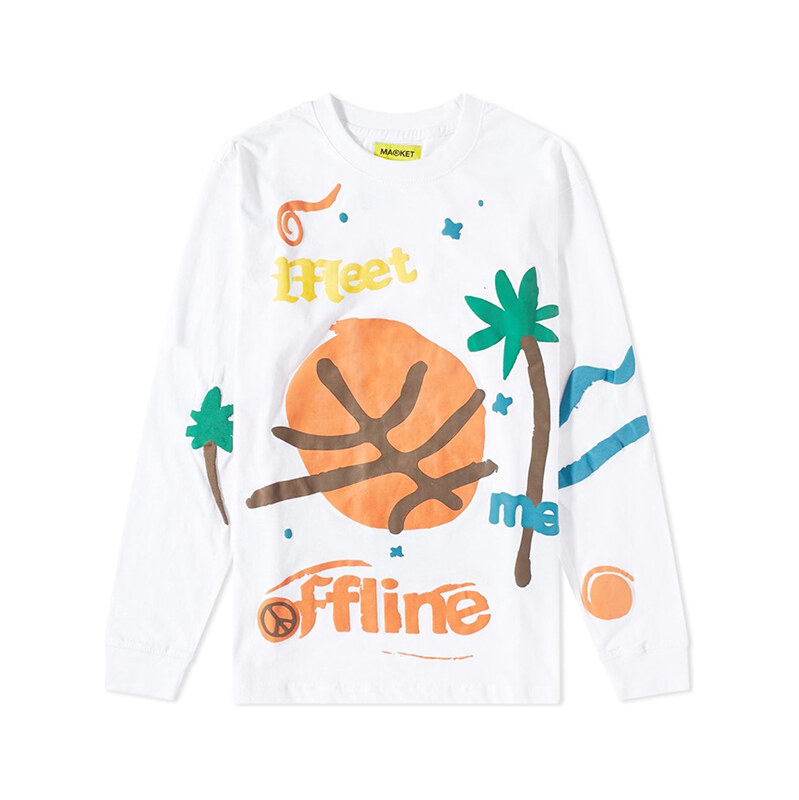 Market Meet Me Offline Longsleeve Tee White - Pánske - Tričko MARKET - 66356330