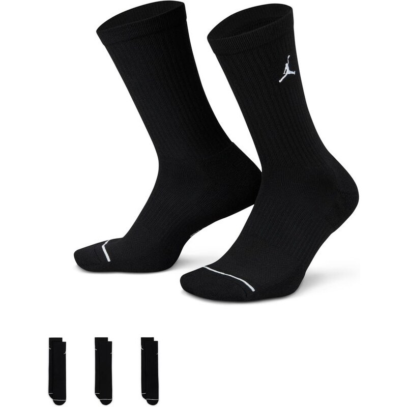 Jordan Everyday Crew Socks 3-Pack Black - Unisex - Ponožky Jordan - 66356818