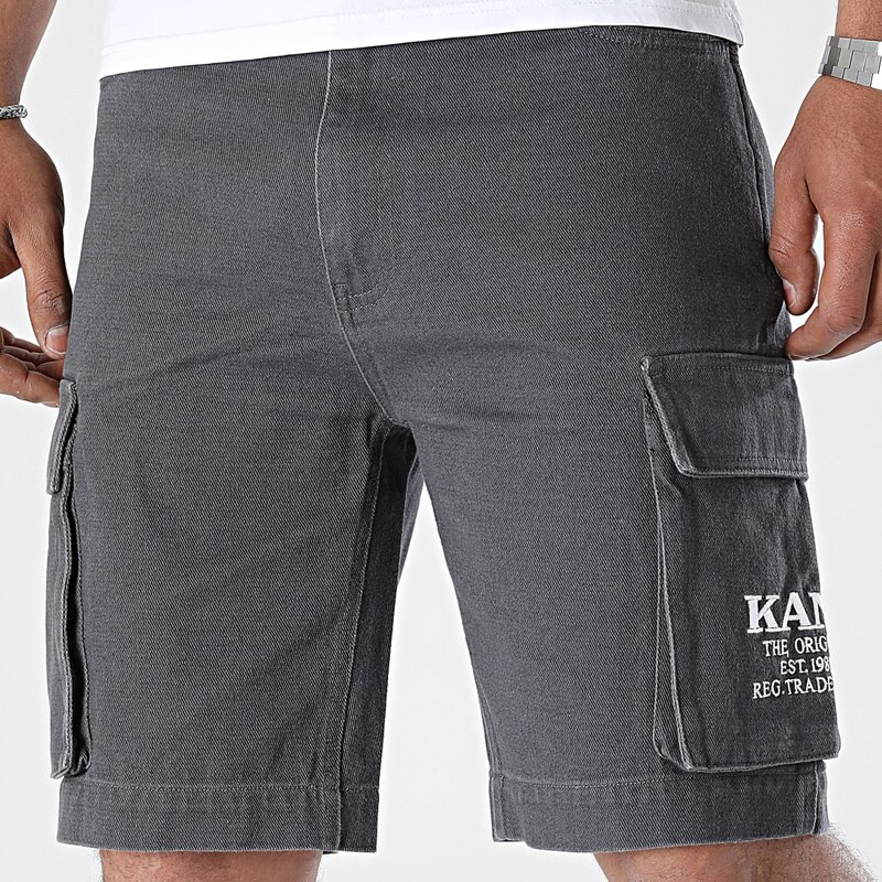 Karl Kani Small Signature Washed Cargo Shorts Anthracite - Pánske - 66357364
