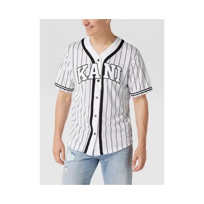 Karl Kani Serif Pinstripe Baseball Shirt White - Pánske - Tričko Karl 66357362