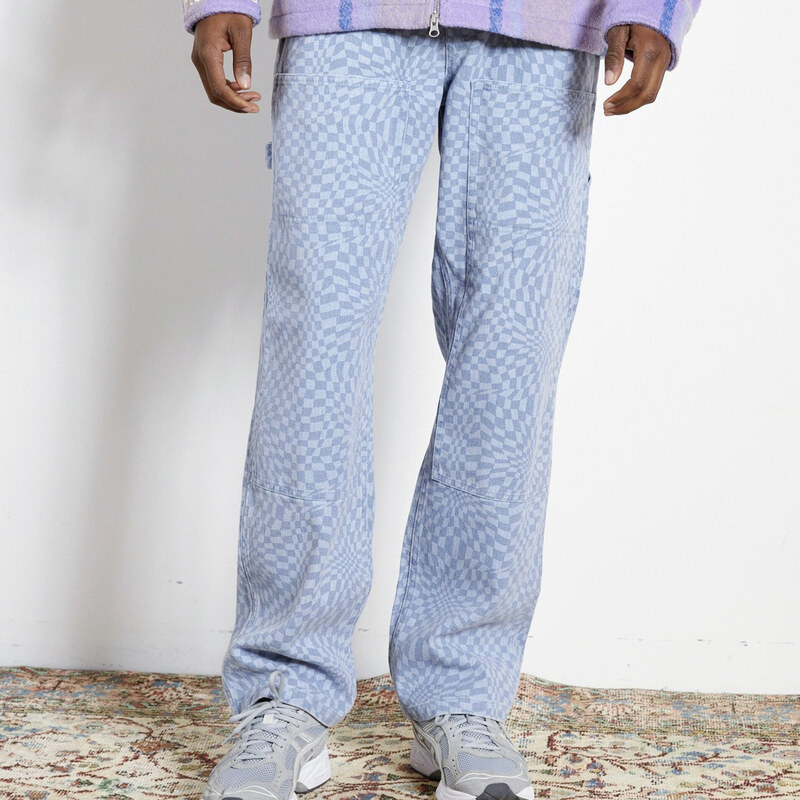 Pleasures Washy Double Knee Work Pants Blue - Pánske - Nohavice 66357606