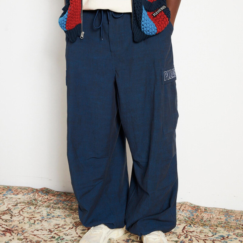 Pleasures Vvisitors Wide Fit Cargo Pants Navy - Pánske - Nohavice 66357608