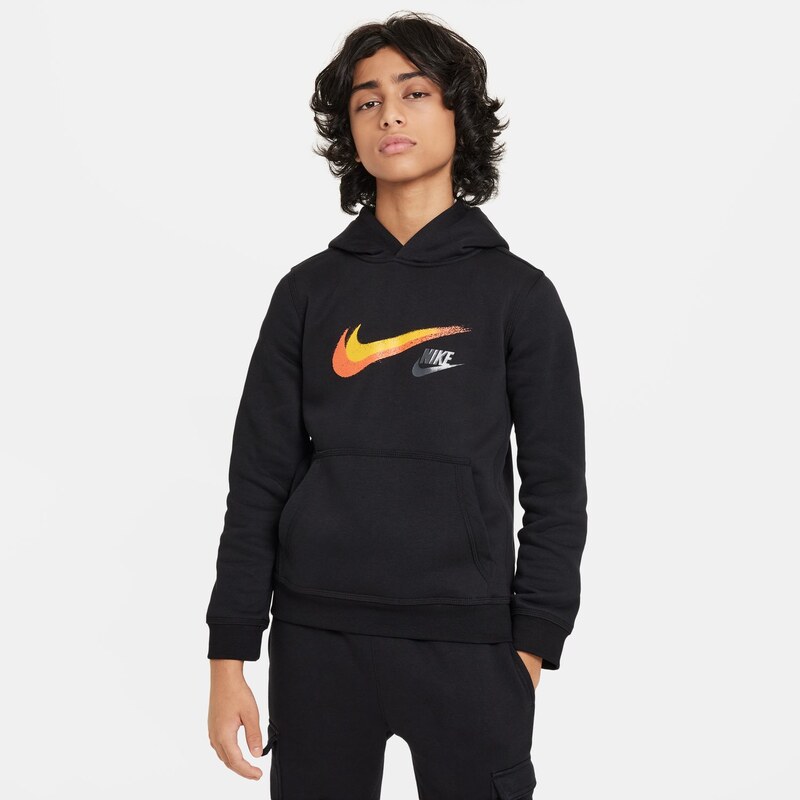 Nike Sportswear Big Kids Fleece Pullover Graphic Hoodie Black - Detské 66358433
