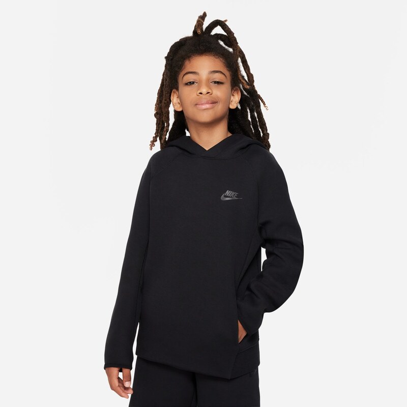 Nike Sportswear Tech Fleece Big Kids Pullover Hoodie Black - Detské - 66358432