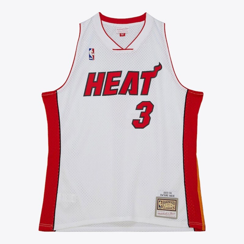 Mitchell & Ness NBA Miami Heat 2005 Dwayne Wade White Jersey - Pánske 66359032