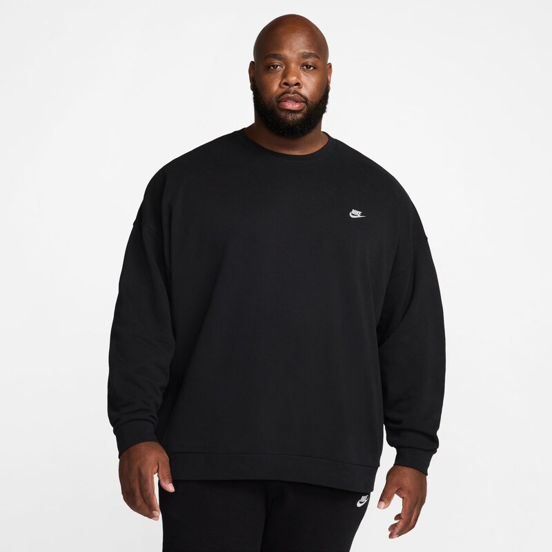 Nike Club Fleece Oversized French Terry Crewneck Black - Pánske - 66359115