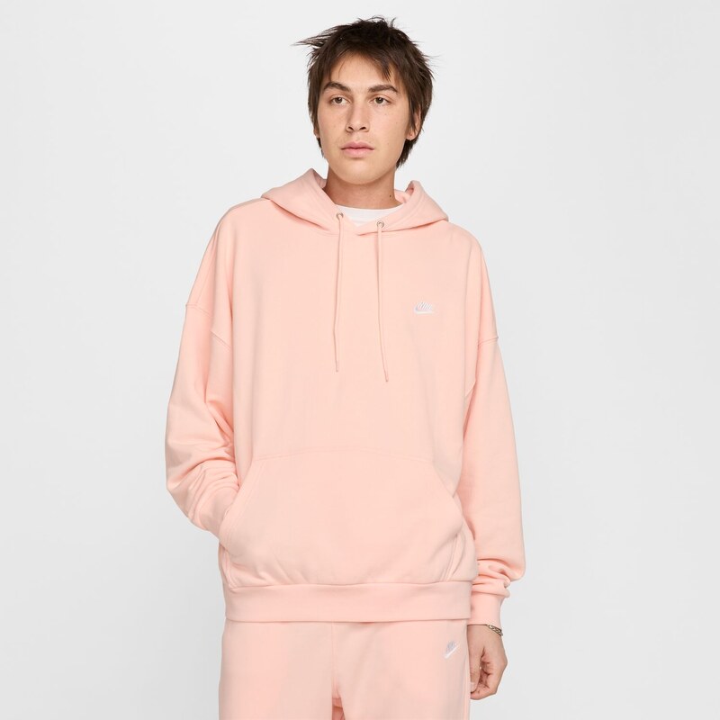 Nike Club Fleece Oversized French Terry Pullover Hoodie Washed Coral - 66360015