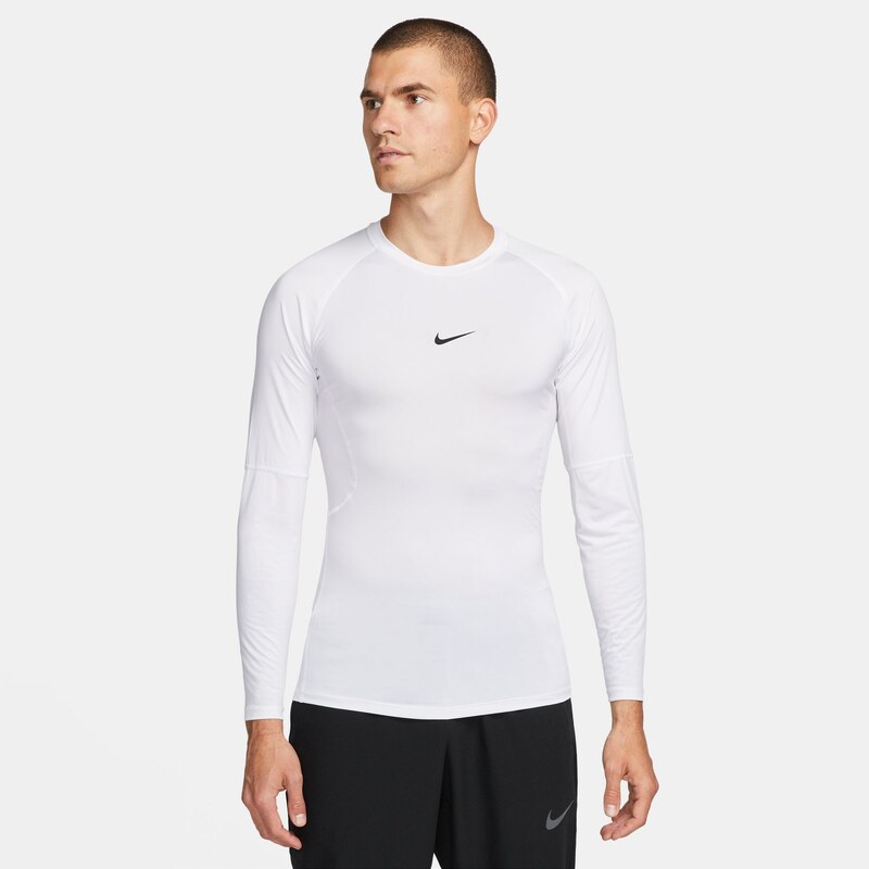 Nike Pro Dri-FIT Tight Long-Sleeve Fitness Top White - Pánske - Tričko 66360507