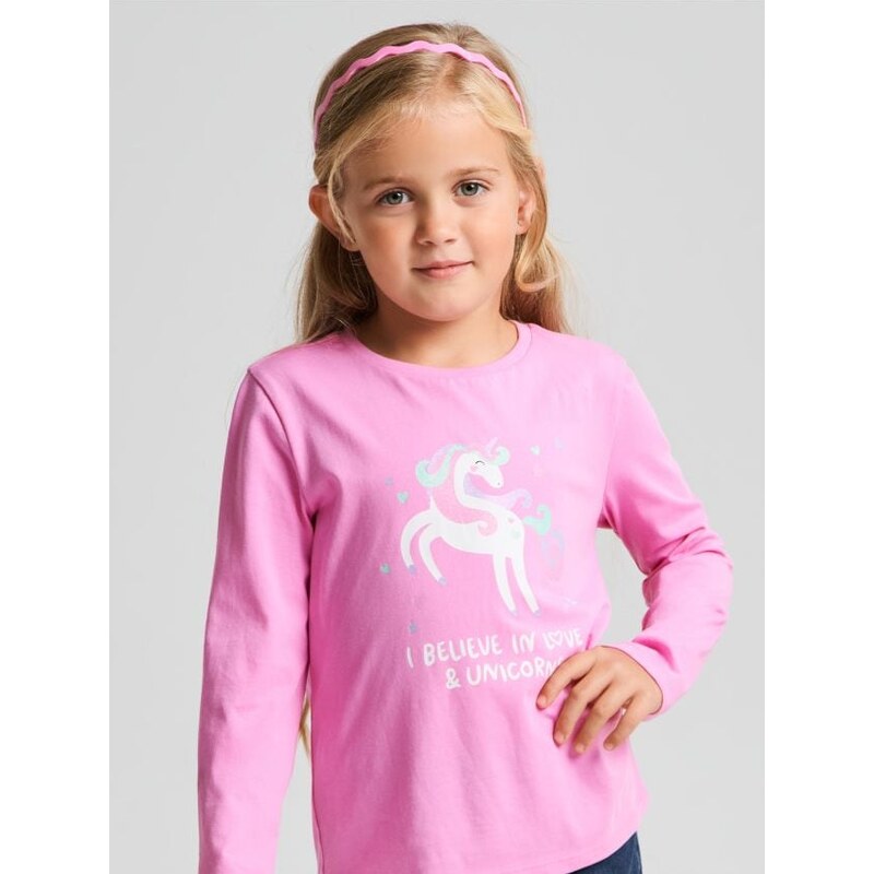 Sinsay - Tričko s dlhými rukávmi - ibišteková 65758261