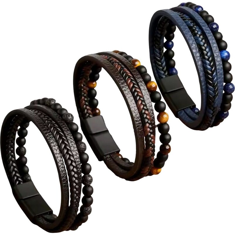 Set 3 štýlových pánskych náramkov 65638771