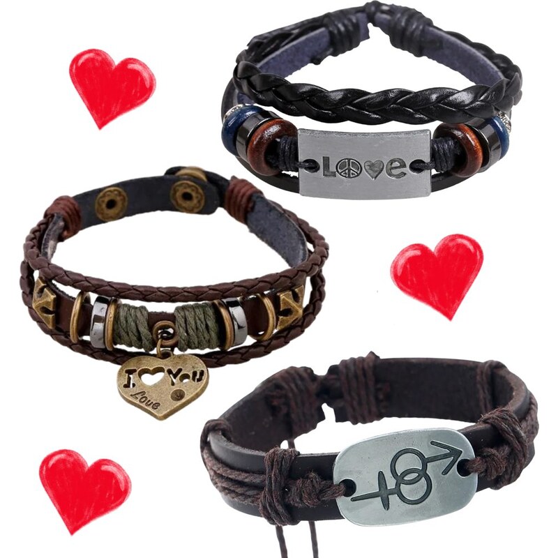 Set 3 unisex náramkov LOVE 65638776