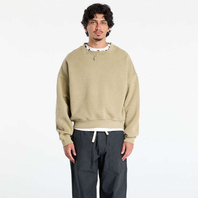 Mikina Palm Angels Curved Logo Loose Collar Crew Army Green/ Dark 65392962